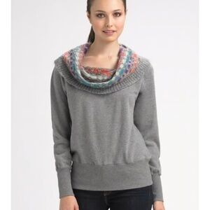 Missoni Gray Sweater with Multicolor Cowl Neck